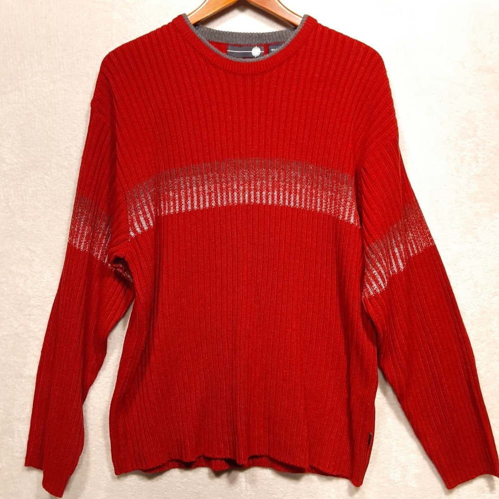 Xg Mens Heavyweight Acrylic  Sweater Sz.XL/Red/Knitted/Ribbed-Vintage-Crew